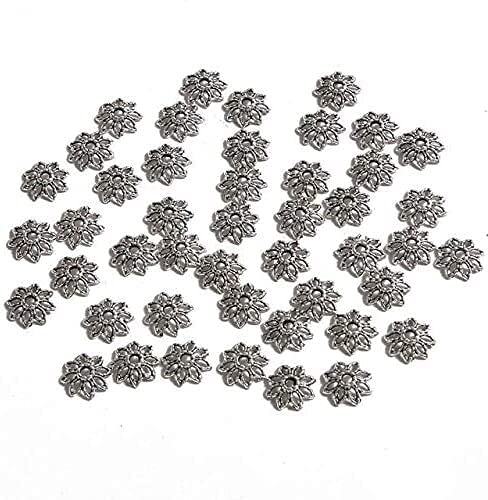 LiuliuBull 50 stücke Silber 6-14mm Blumen Filigraner Blütenblatt Endkappen Erkenntnisse Spacer Charms Perlenkappe Für Schmuckherstellung liefert (Color : Style01 9mm 50pcs) von LiuliuBull