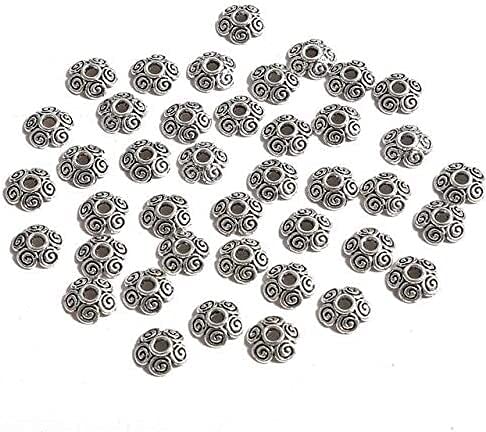 LiuliuBull 50 stücke Silber 6-14mm Blumen Filigraner Blütenblatt Endkappen Erkenntnisse Spacer Charms Perlenkappe Für Schmuckherstellung liefert (Color : Style02 10mm 50pcs) von LiuliuBull