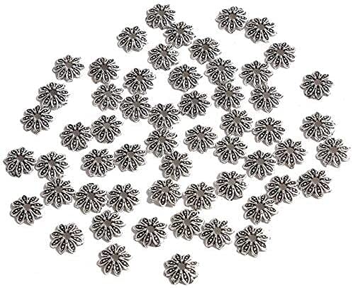 LiuliuBull 50 stücke Silber 6-14mm Blumen Filigraner Blütenblatt Endkappen Erkenntnisse Spacer Charms Perlenkappe Für Schmuckherstellung liefert (Color : Style06 9mm 50pcs) von LiuliuBull