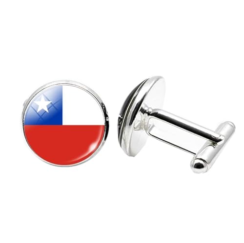 1 Paar Neuheit Flagge Manschettenknöpfe für Männer Chilenische Flagge Manschettenknöpfe Geburtstagstag Hochzeit Schmuck Geschenk mit Schmuck Box von Liumarvexia