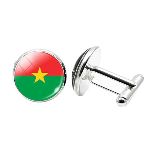1 Paar Neuheit Flagge Manschettenknöpfe für Männer Die Burkina Faso Manschettenknöpfe Geburtstagstag Hochzeit Schmuck Geschenk mit Schmuck Box von Liumarvexia