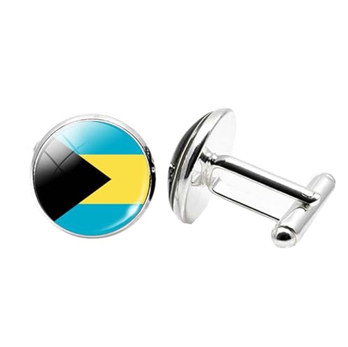 1 Paar Neuheit Flagge Manschettenknöpfe für Männer Flagge der Bahamas Manschettenknöpfe Geburtstagstag Hochzeit Schmuck Geschenk mit Schmuck Box von Liumarvexia