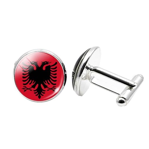 1 Paar Neuheit Flagge Manschettenknöpfe für Männer Flagge von Albanien Manschettenknöpfe Geburtstagstag Hochzeit Schmuck Geschenk mit Schmuckbox von Liumarvexia