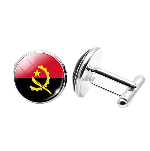 1 Paar Neuheit Flagge Manschettenknöpfe für Männer Flagge von Angola Manschettenknöpfe Geburtstagstag Hochzeit Schmuck Geschenk mit Schmuck Box von Liumarvexia