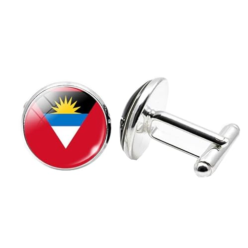 1 Paar Neuheit Flagge Manschettenknöpfe für Männer Flagge von Antigua und Barbuda Manschettenknöpfe Geburtstagstag Hochzeit Schmuck Geschenk mit Schmuckbox von Liumarvexia