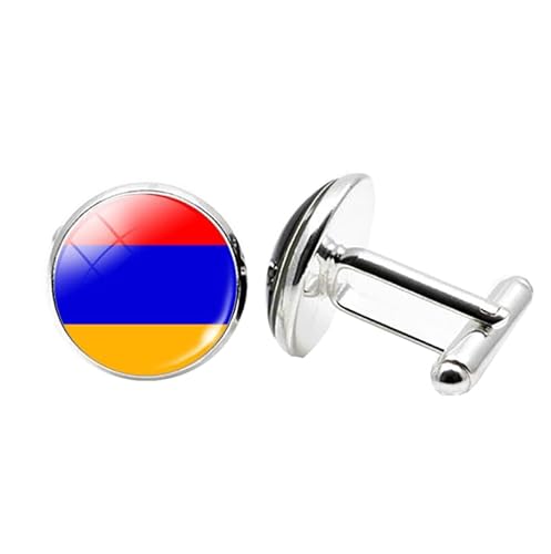 1 Paar Neuheit Flagge Manschettenknöpfe für Männer Flagge von Armenien Manschettenknöpfe Geburtstagstag Hochzeit Schmuck Geschenk mit Schmuck Box von Liumarvexia