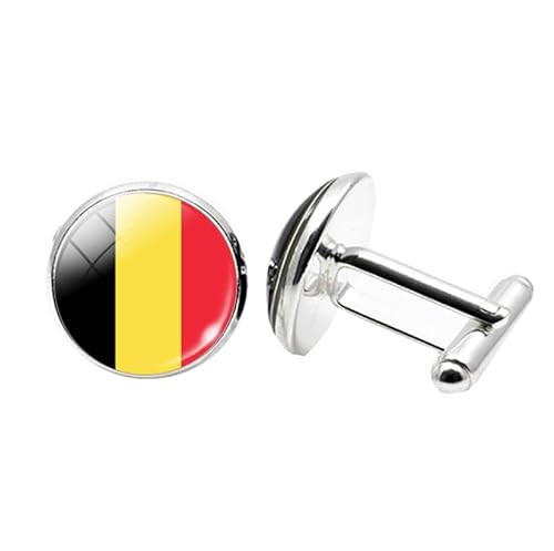 1 Paar Neuheit Flagge Manschettenknöpfe für Männer Flagge von Belgien Manschettenknöpfe Geburtstagstag Hochzeit Schmuck Geschenk mit Schmuck Box von Liumarvexia