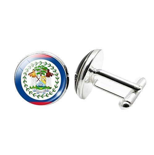 1 Paar Neuheit Flagge Manschettenknöpfe für Männer Flagge von Belize Manschettenknöpfe Geburtstagstag Hochzeit Schmuck Geschenk mit Schmuck Box von Liumarvexia