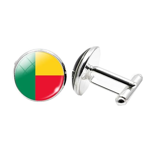 1 Paar Neuheit Flagge Manschettenknöpfe für Männer Flagge von Benin Manschettenknöpfe Geburtstagstag Hochzeit Schmuck Geschenk mit Schmuck Box von Liumarvexia