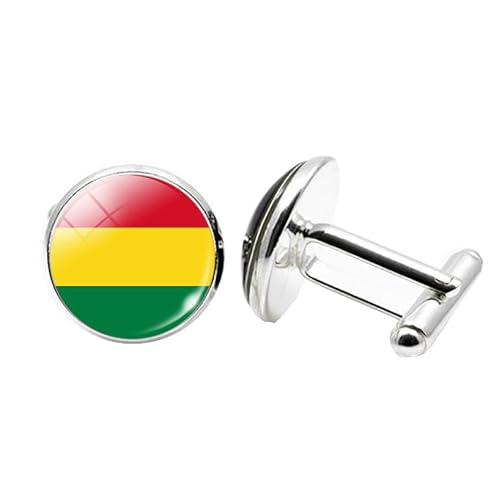 1 Paar Neuheit Flagge Manschettenknöpfe für Männer Flagge von Bolivien Manschettenknöpfe Geburtstagstag Hochzeit Schmuck Geschenk mit Schmuck Box von Liumarvexia