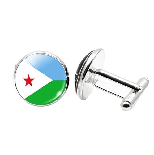 1 Paar Neuheit Flagge Manschettenknöpfe für Männer Flagge von Djibouti Manschettenknöpfe Geburtstagstag Hochzeit Schmuck Geschenk mit Schmuckbox von Liumarvexia