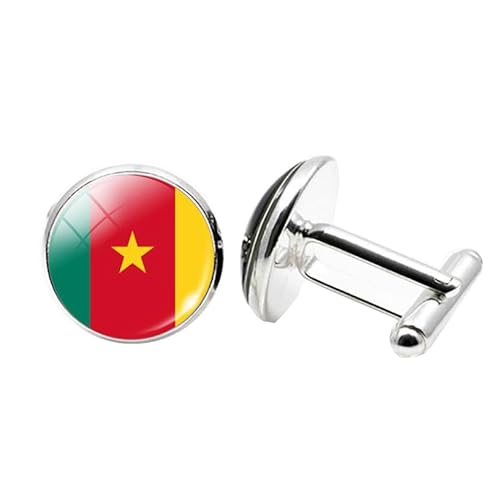 1 Paar Neuheit Flagge Manschettenknöpfe für Männer Flagge von Kamerun Manschettenknöpfe Geburtstagstag Hochzeit Schmuck Geschenk mit Schmuck Box von Liumarvexia