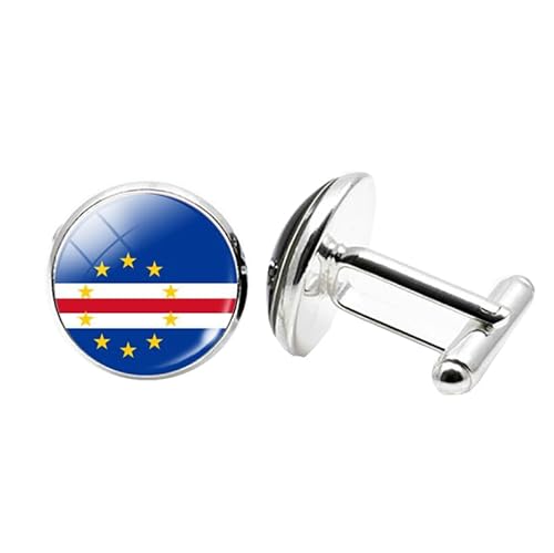 1 Paar Neuheit Flagge Manschettenknöpfe für Männer Flagge von Kap Verde Manschettenknöpfe Geburtstagstag Hochzeit Schmuck Geschenk mit Schmuckbox von Liumarvexia
