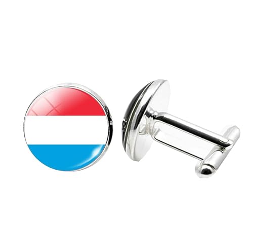1 Paar Neuheit Flagge Manschettenknöpfe für Männer Flagge von Luxemburg Manschettenknöpfe Geburtstagstag Hochzeit Schmuck Geschenk mit Schmuckbox von Liumarvexia