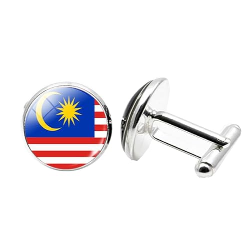 1 Paar Neuheit Flagge Manschettenknöpfe für Männer Flagge von Malaysia Manschettenknöpfe Geburtstagstag Hochzeit Schmuck Geschenk mit Schmuck Box von Liumarvexia