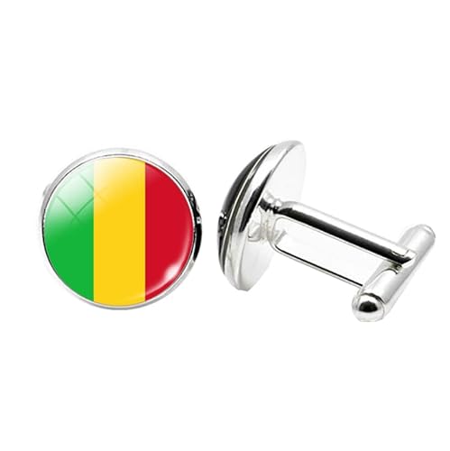 1 Paar Neuheit Flagge Manschettenknöpfe für Männer Flagge von Mali Manschettenknöpfe Geburtstagstag Hochzeit Schmuck Geschenk mit Schmuck Box von Liumarvexia