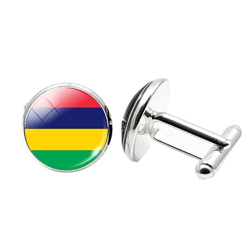 1 Paar Neuheit Flagge Manschettenknöpfe für Männer Flagge von Mauritius Manschettenknöpfe Geburtstagstag Hochzeit Schmuck Geschenk mit Schmuck Box von Liumarvexia