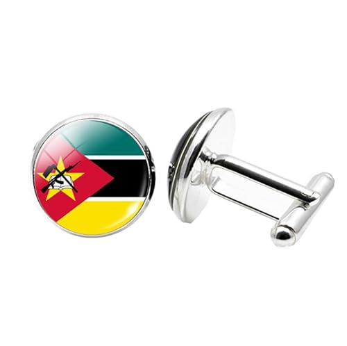 1 Paar Neuheit Flagge Manschettenknöpfe für Männer Flagge von Mosambik Manschettenknöpfe Geburtstagstag Hochzeit Schmuck Geschenk mit Schmuck Box von Liumarvexia