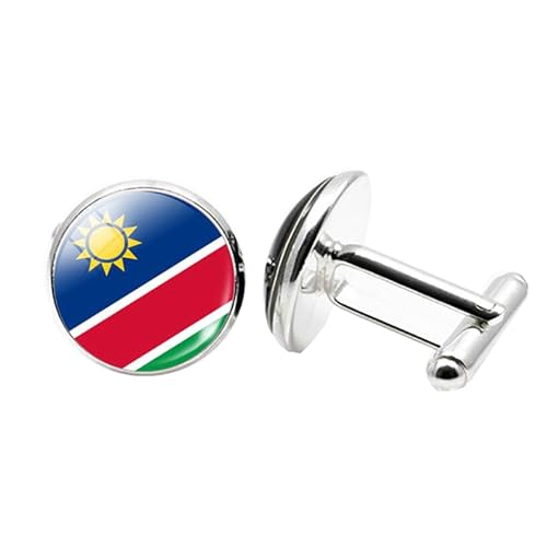 1 Paar Neuheit Flagge Manschettenknöpfe für Männer Flagge von Namibia Manschettenknöpfe Geburtstagstag Hochzeit Schmuck Geschenk mit Schmuck Box von Liumarvexia