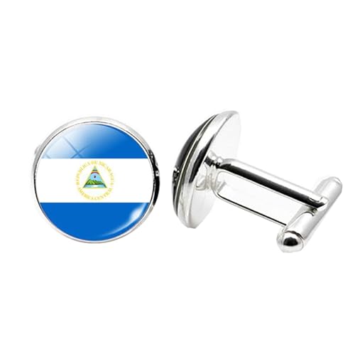 1 Paar Neuheit Flagge Manschettenknöpfe für Männer Flagge von Nicaragua Manschettenknöpfe Geburtstagstag Hochzeit Schmuck Geschenk mit Schmuck Box von Liumarvexia