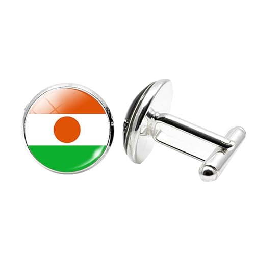 1 Paar Neuheit Flagge Manschettenknöpfe für Männer Flagge von Niger Manschettenknöpfe Geburtstagstag Hochzeit Schmuck Geschenk mit Schmuck Box von Liumarvexia