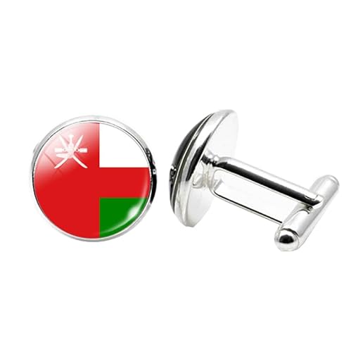 1 Paar Neuheit Flagge Manschettenknöpfe für Männer Flagge von Oman Manschettenknöpfe Geburtstagstag Hochzeit Schmuck Geschenk mit Schmuck Box von Liumarvexia