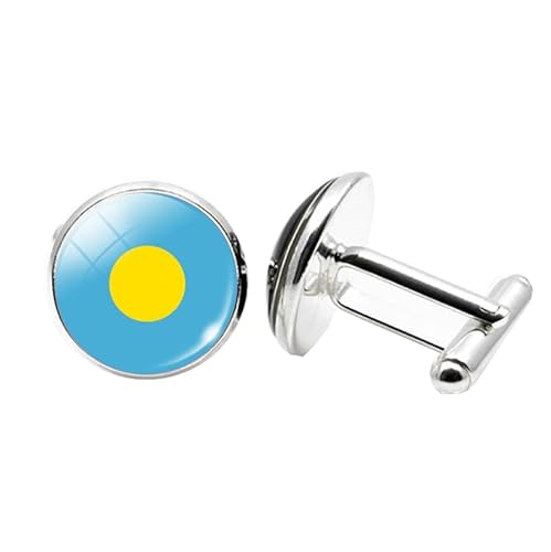 1 Paar Neuheit Flagge Manschettenknöpfe für Männer Flagge von Palau Manschettenknöpfe Geburtstagstag Hochzeit Schmuck Geschenk mit Schmuck Box von Liumarvexia