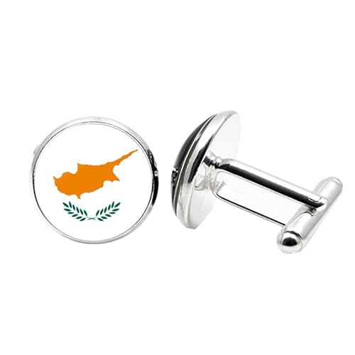 1 Paar Neuheit Flagge Manschettenknöpfe für Männer Flagge von Zypern Manschettenknöpfe Geburtstagstag Hochzeit Schmuck Geschenk mit Schmuck Box von Liumarvexia