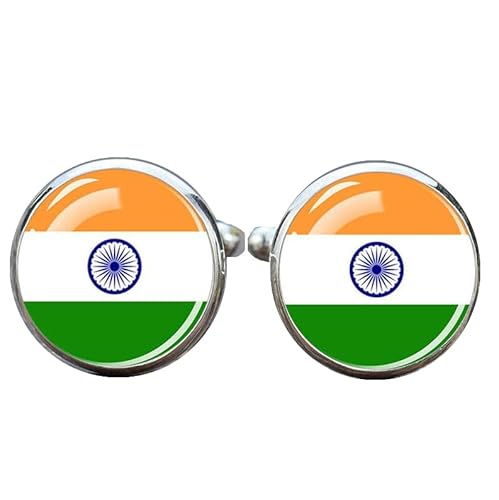 1 Paar Neuheit Flagge Manschettenknöpfe für Männer Indische Flagge Manschettenknöpfe Geburtstagstag Hochzeit Schmuck Geschenk mit Schmuck Box von Liumarvexia
