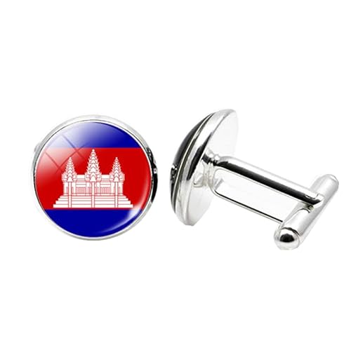 1 Paar Neuheit Flagge Manschettenknöpfe für Männer Kambodschanische Flagge Manschettenknöpfe Geburtstagstag Hochzeit Schmuck Geschenk mit Schmuckbox von Liumarvexia