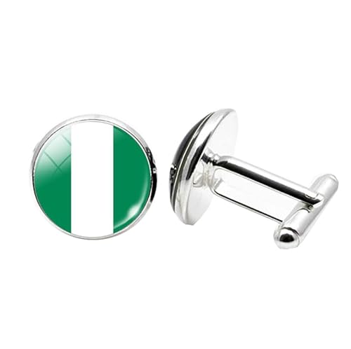 1 Paar Neuheit Flagge Manschettenknöpfe für Männer Nigerianische Flagge Manschettenknöpfe Geburtstagstag Hochzeit Schmuck Geschenk mit Schmuckbox von Liumarvexia