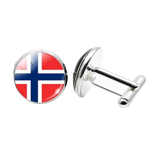 1 Paar Neuheit Flagge Manschettenknöpfe für Männer Norwegische Flagge Manschettenknöpfe Geburtstag Hochzeit Schmuck Geschenk mit Schmuck Box von Liumarvexia
