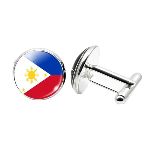 1 Paar Neuheit Flagge Manschettenknöpfe für Männer Philippinen Flagge Manschettenknöpfe Geburtstagstag Hochzeit Schmuck Geschenk mit Schmuck Box von Liumarvexia