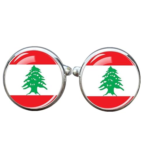 1 Paar Neuheit Flagge Manschettenknöpfe für Männer libanesische Flagge Manschettenknöpfe Geburtstagstag Hochzeit Schmuck Geschenk mit Schmuck Box von Liumarvexia