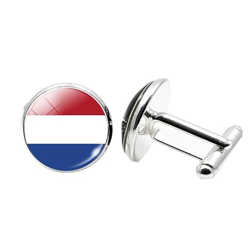 1 Paar Neuheit Flagge Manschettenknöpfe für Männer niederländische Flagge Manschettenknöpfe Geburtstag Hochzeit Schmuck Geschenk mit Schmuck Box von Liumarvexia