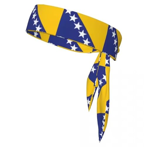 2 Stück Bosnien Flagge Kopf Krawatte Sport Kopfband Athlete Sweatbands Kopfwicklung für das Training Laufen Yoga eine Größe von Liumarvexia
