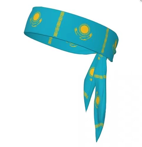 2 Stück Kasachstan Flagge Sweatband Bandanas Haarband Kopfkrawatte Sport Kopfband Haarzubehör Eine Größe von Liumarvexia