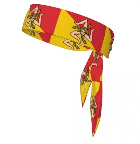 2 Stück Krawatte Kopfbänder Flagge von Sizilien Sport Kopfband Athletische Sweatband Bandana Schweiß Wicking Eine Größe von Liumarvexia