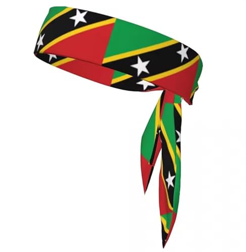 2 Stück Saint Kitts und Nevis Flagge Sweatband Bandanas Haarband Kopfkrawatte Sport Kopfband Haarzubehör Eine Größe von Liumarvexia