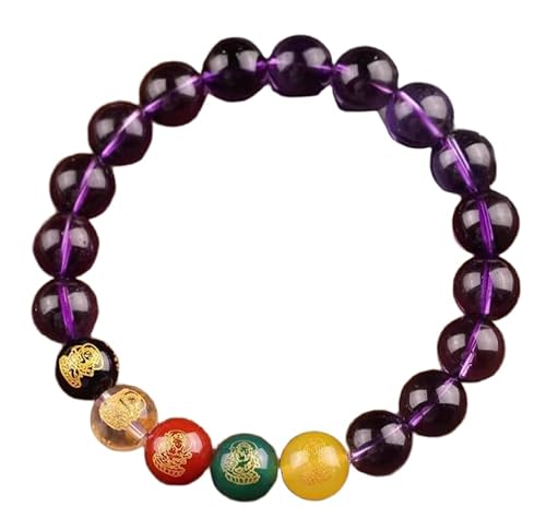 8mm Amethyst Multi Farbe Agat Gott des Reichtums Perlen Armband, Natürliches Material Perlen Armbänder Stretch Armband Schmuck mit Geschenkbox für Frauen Frau Freundinnen von Liumarvexia
