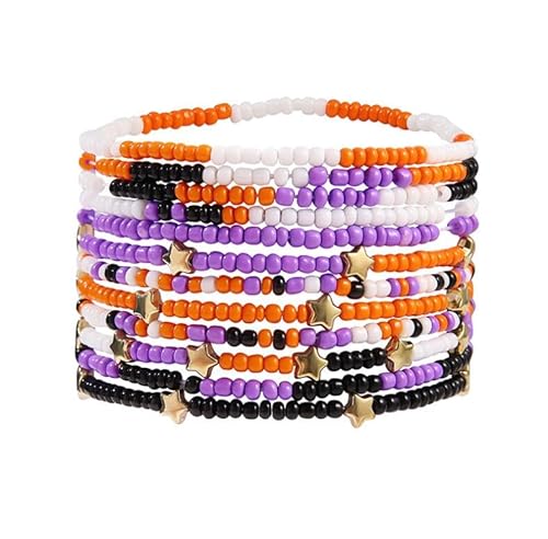 Bohemian Independence Day Star Beads Multi Layer Armband, Boho Armband Charme Schmuck mit Geschenkbox für Frauen Sommer Beach Party stapelbare Stretch Schmuck Geschenke, Color1 von Liumarvexia