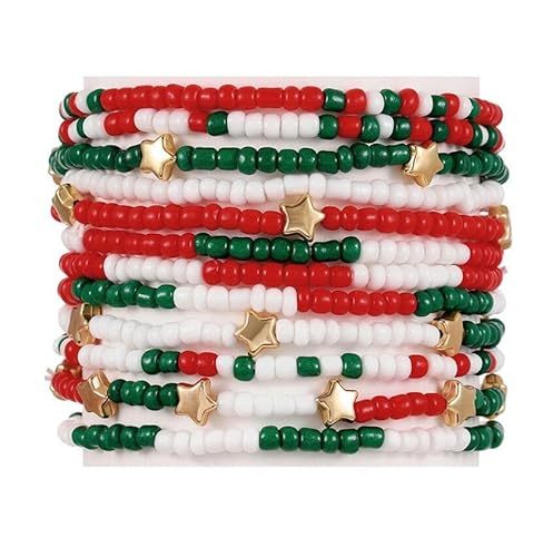 Bohemian Independence Day Star Beads Multi Layer Armband, Boho Armband Charme Schmuck mit Geschenkbox für Frauen Sommer Beach Party stapelbare Stretch Schmuck Geschenke, Color3 von Liumarvexia