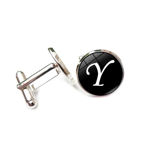 Cufflinks for Men, Business GiftSimple White A-Z initials Pattern Men's Cuff Links, Tuxedo Shirt Cufflink, Classic Groomsmen Cufflinks Wedding Cuff Links for Father Husband Boyfriend von Liumarvexia
