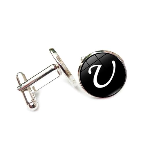 Cufflinks for Men, Business GiftSimple White A-Z initials Pattern Men's Cuff Links, Tuxedo Shirt Cufflink, Classic Groomsmen Cufflinks Wedding Cuff Links for Father Husband Boyfriend von Liumarvexia