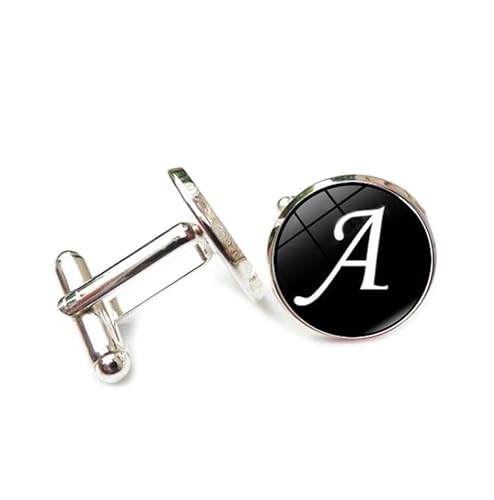 Cufflinks for Men, Business GiftSimple White A-Z initials Pattern Men's Cuff Links, Tuxedo Shirt Cufflink, Classic Groomsmen Cufflinks Wedding Cuff Links for Father Husband Boyfriend von Liumarvexia