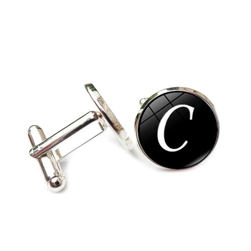 Cufflinks for Men, Business GiftSimple White A-Z initials Pattern Men's Cuff Links, Tuxedo Shirt Cufflink, Classic Groomsmen Cufflinks Wedding Cuff Links for Father Husband Boyfriend von Liumarvexia