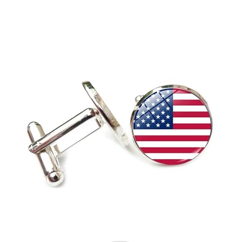 Cufflinks for Men Women with America National Flag Pattern Classic Round Men's Cufflinks Jewelry for Wedding Anniversary Business Party Events Tuxedo Dress Shirt von Liumarvexia