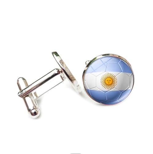 Cufflinks for Men Women with Argentina World Cup Flag Pattern Classic Round Men's Cufflinks Jewelry for Wedding Anniversary Business Party Events Tuxedo Dress Shirt von Liumarvexia