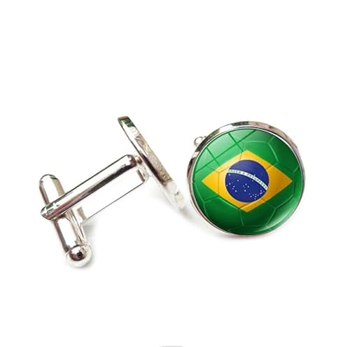 Cufflinks for Men Women with Brazil World Cup Flag Pattern Classic Round Men's Cufflinks Jewelry for Wedding Anniversary Business Party Events Tuxedo Dress Shirt von Liumarvexia