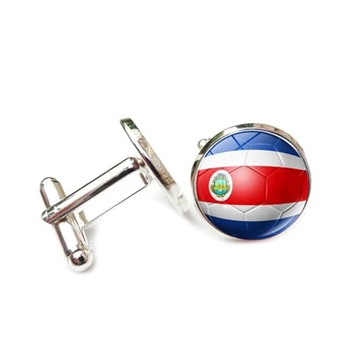 Cufflinks for Men Women with Costa Rica World Cup Flag Pattern Classic Round Men's Cufflinks Jewelry for Wedding Anniversary Business Party Events Tuxedo Dress Shirt von Liumarvexia